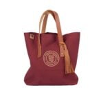SU Canvas with Leather Shopper Bag Maroon