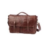 SU Messenger Leather Satchel Brown